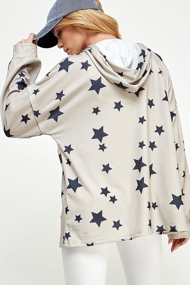 ST0181 Long Sleeve Zipper Hoodie Drawstring Top. | Burzip Inc #ST0181-LONG
