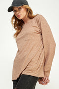 ST0189 Long Sleeve Round Neck with Pocket Side Tops | Burzip Inc #ST0189