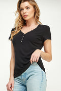 ST0202 (smlxl) Buttons Slim Fit V Neck Knit Top | Burzip Inc #ST0202