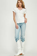 ST0202 (smlxl) Buttons Slim Fit V Neck Knit Top | Burzip Inc #ST0202