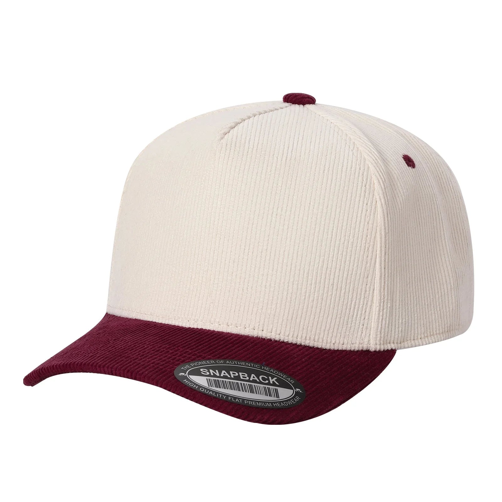 52>Corduroy 5Panel Blank Baseball Cap 2Tone