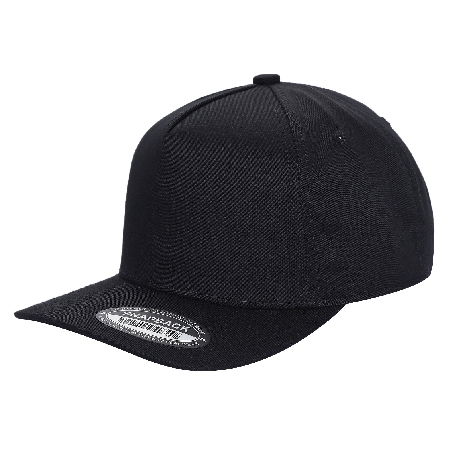 TCBLK - 5 Panel Black Color Snapback Baseball Cap