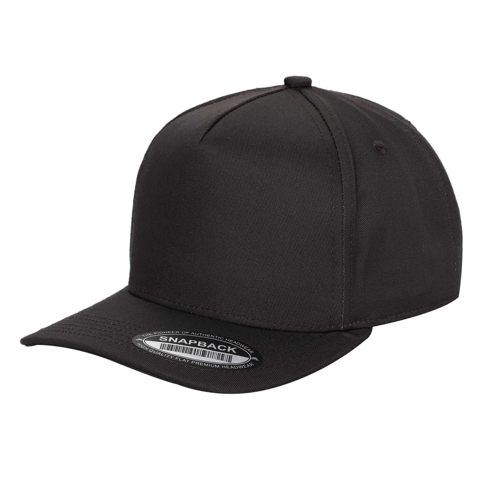 TCBLK - 5 Panel Black Color Snapback Baseball Cap