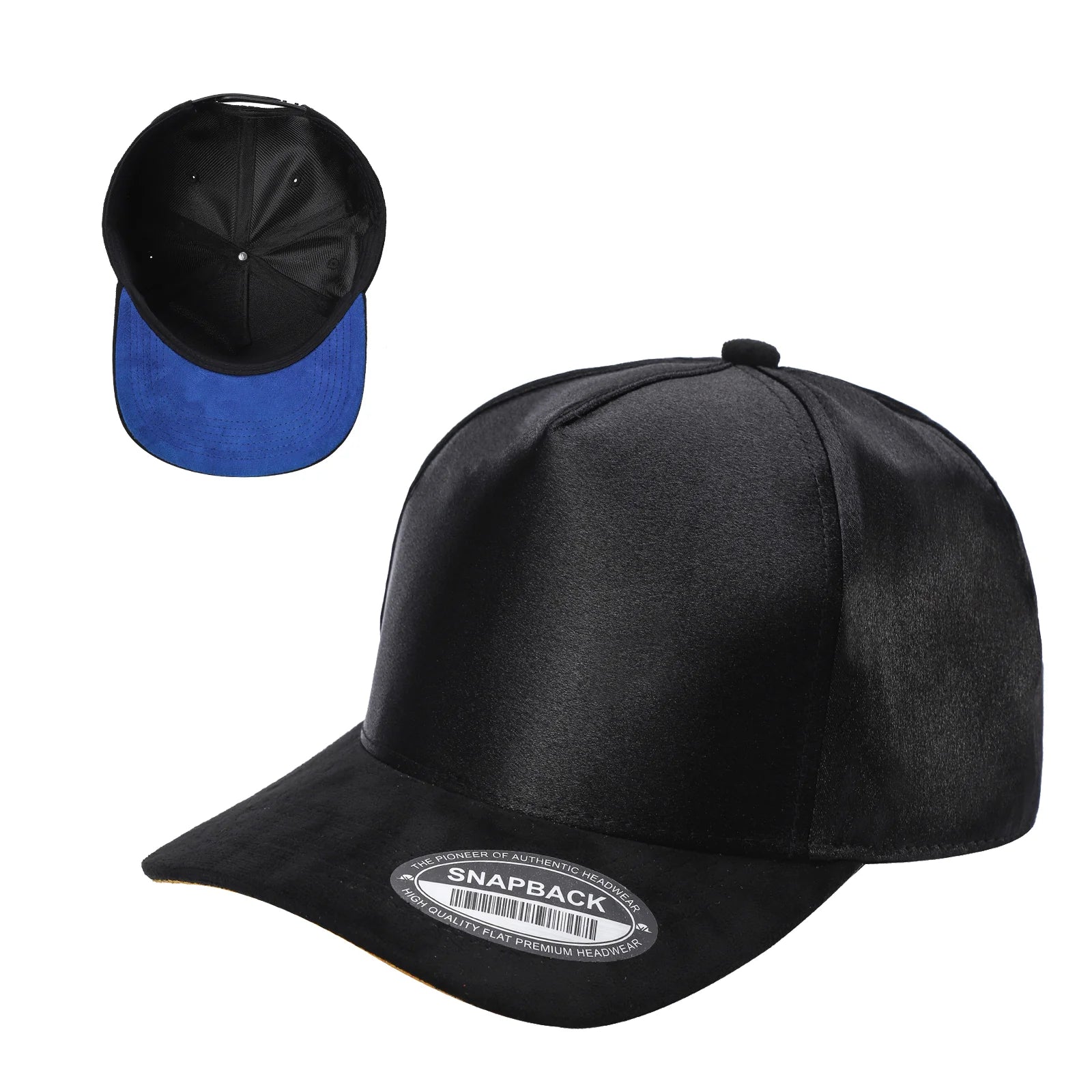 52>SATIN CROWN & SUEDE BILL 5PANEL SNAP BACK($3.75/PC) TCSTS
