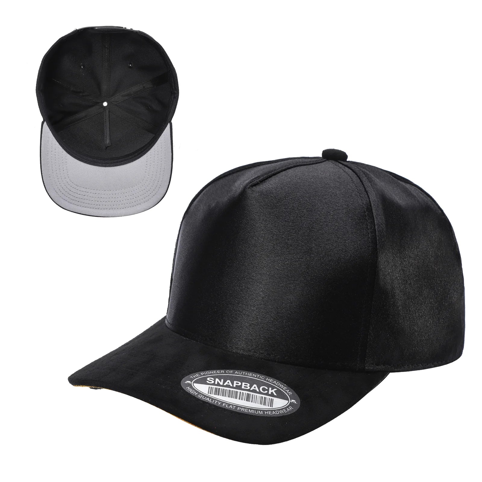 52>SATIN CROWN & SUEDE BILL 5PANEL SNAP BACK($3.75/PC) TCSTS