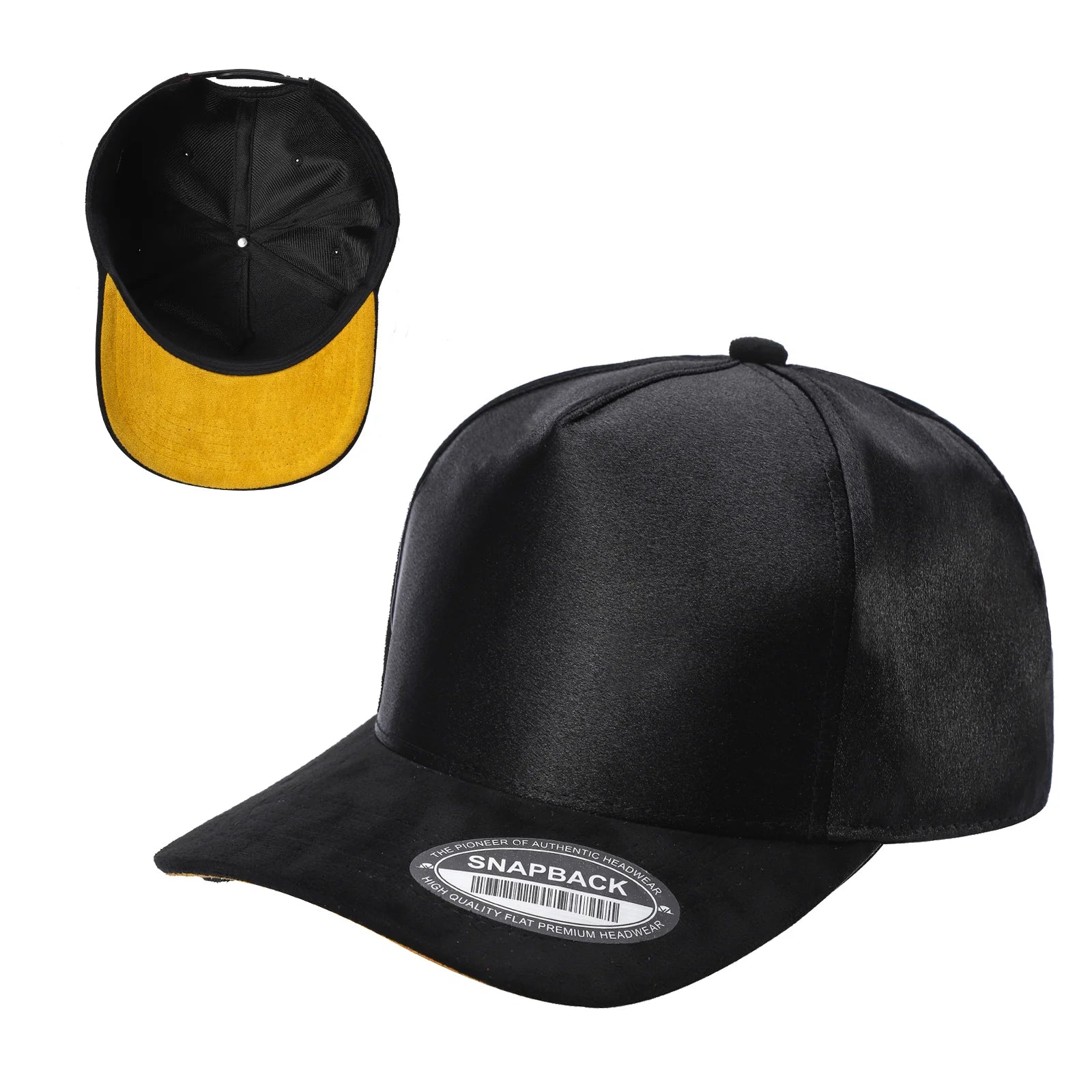 52>SATIN CROWN & SUEDE BILL 5PANEL SNAP BACK($3.75/PC) TCSTS