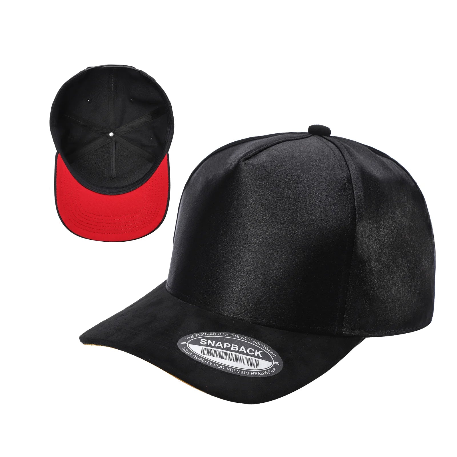52>SATIN CROWN & SUEDE BILL 5PANEL SNAP BACK($3.75/PC) TCSTS