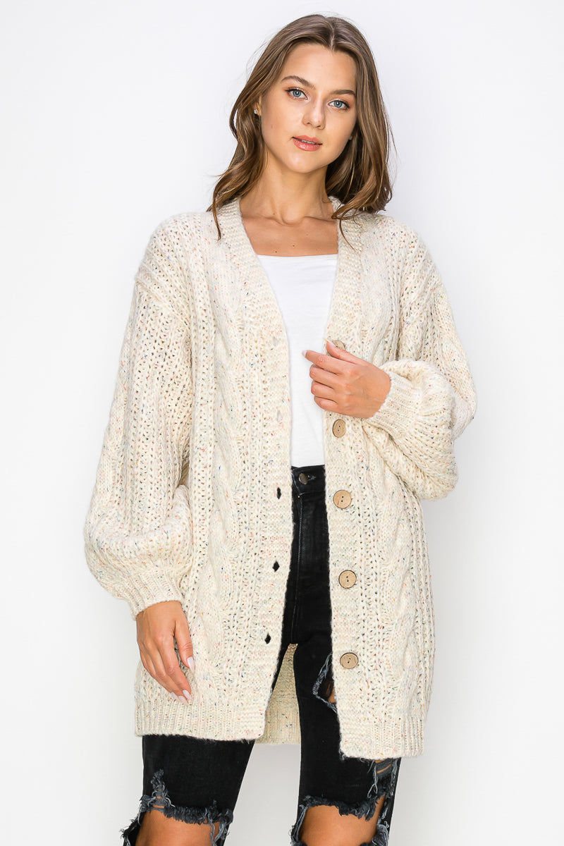 WC0012-CHUNKY SWEATER CARDIGAN/