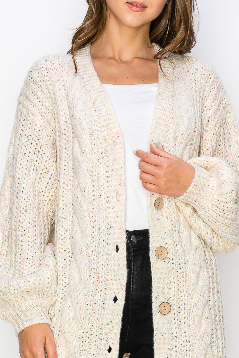 WC0012-CHUNKY SWEATER CARDIGAN/