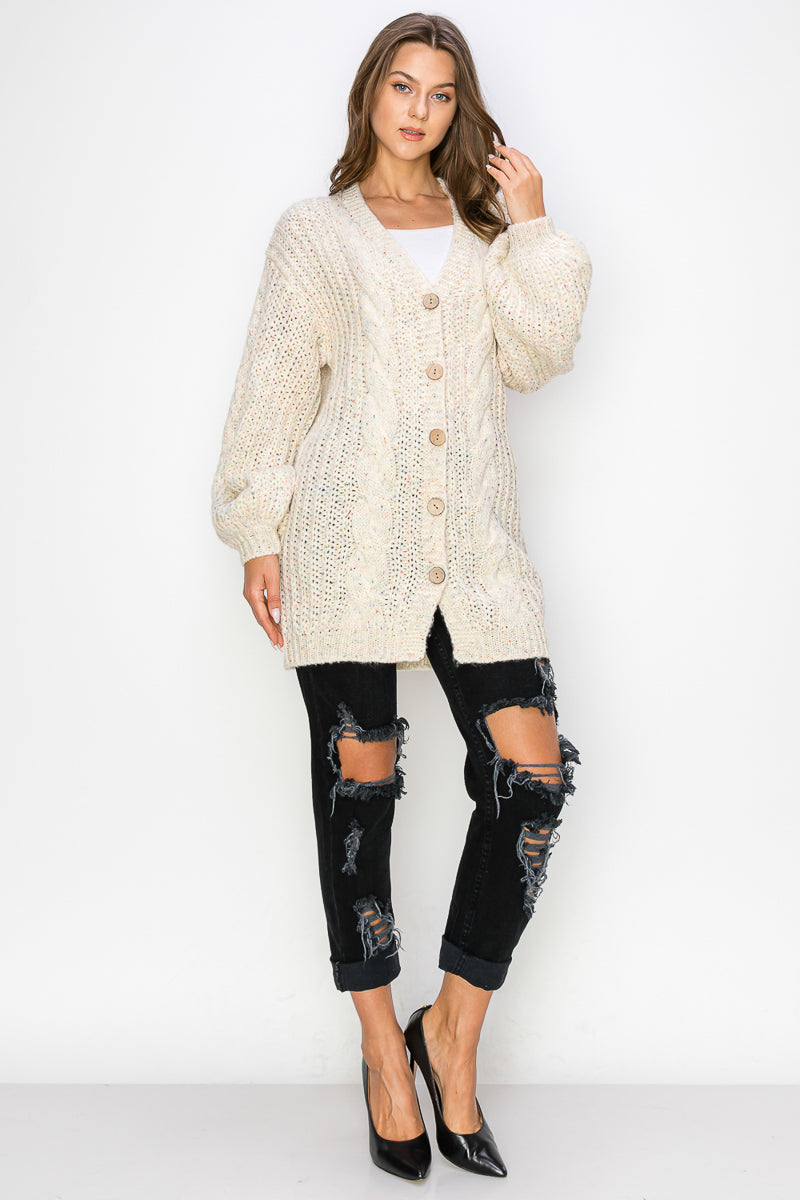 WC0012-CHUNKY SWEATER CARDIGAN/