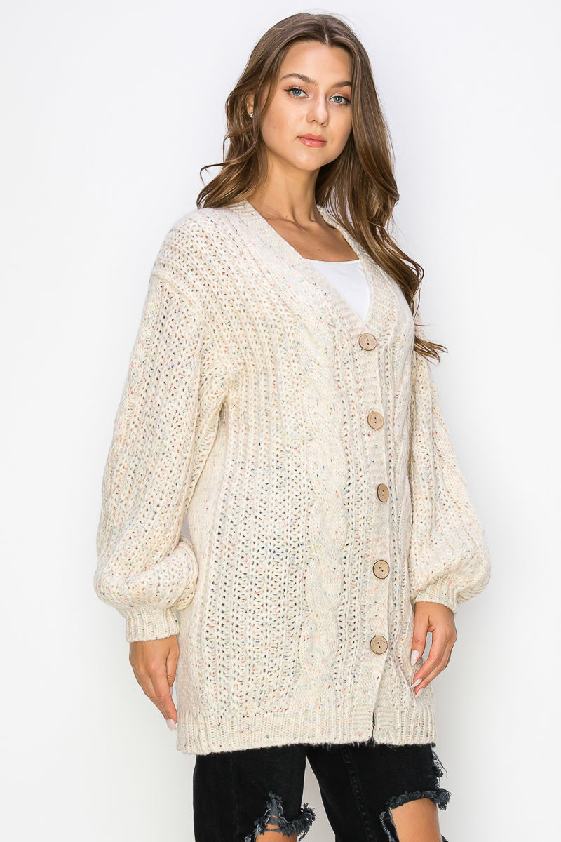 WC0012-CHUNKY SWEATER CARDIGAN/