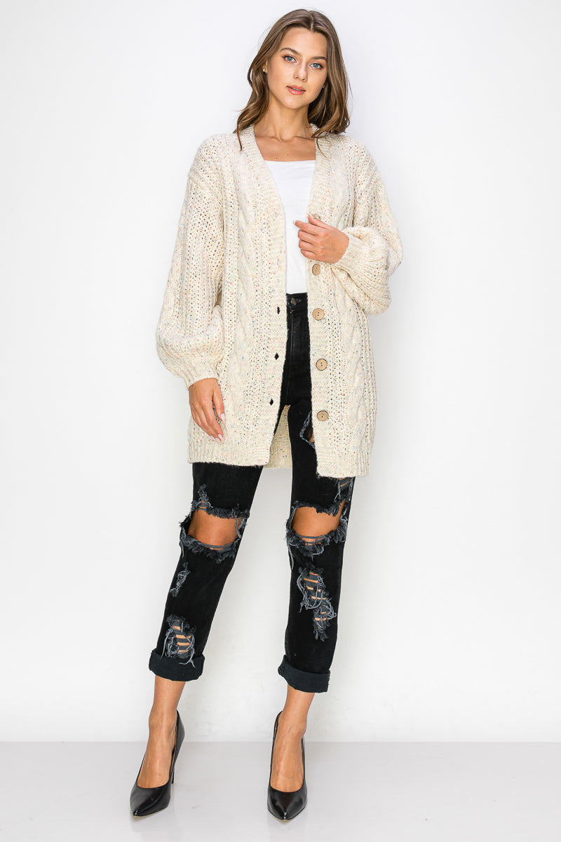 WC0012-CHUNKY SWEATER CARDIGAN/