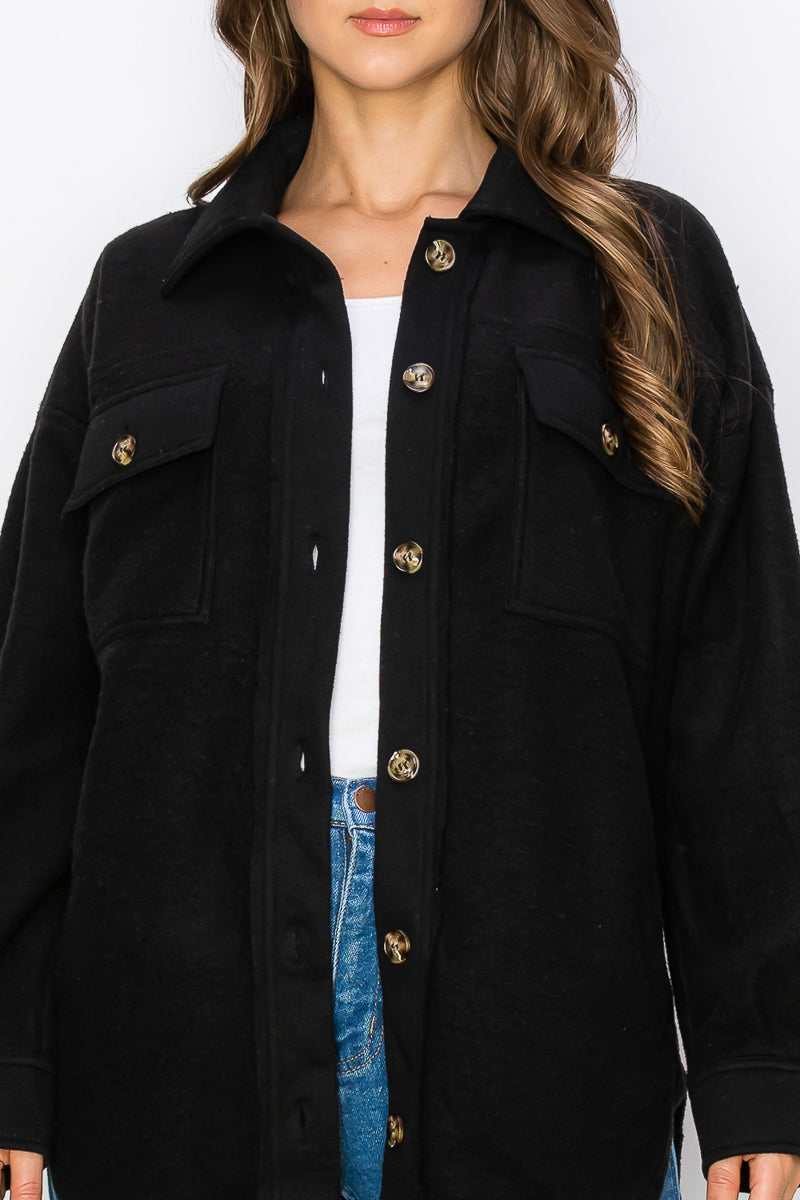 WK0022-1PC-FLEECE BUTTON DOWN OVERSIZED JACKET-$30 (TEST SAMPLE)