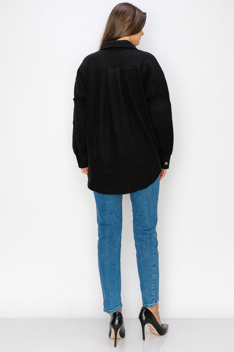 WK0022-1PC-FLEECE BUTTON DOWN OVERSIZED JACKET-$30 (TEST SAMPLE)