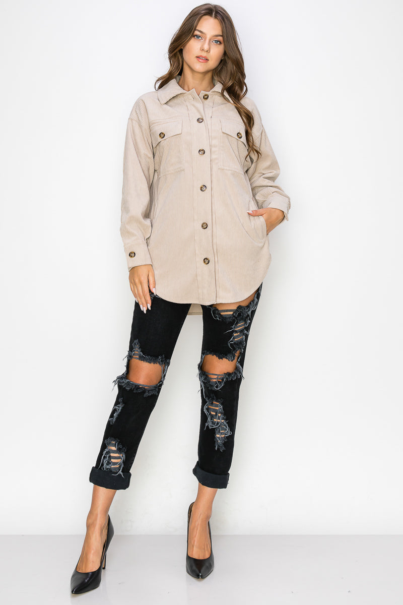 WK0023-1PC-CORDUROY BUTTON-FRONT SHACKET-$15/PC (TEST SAMPLE)