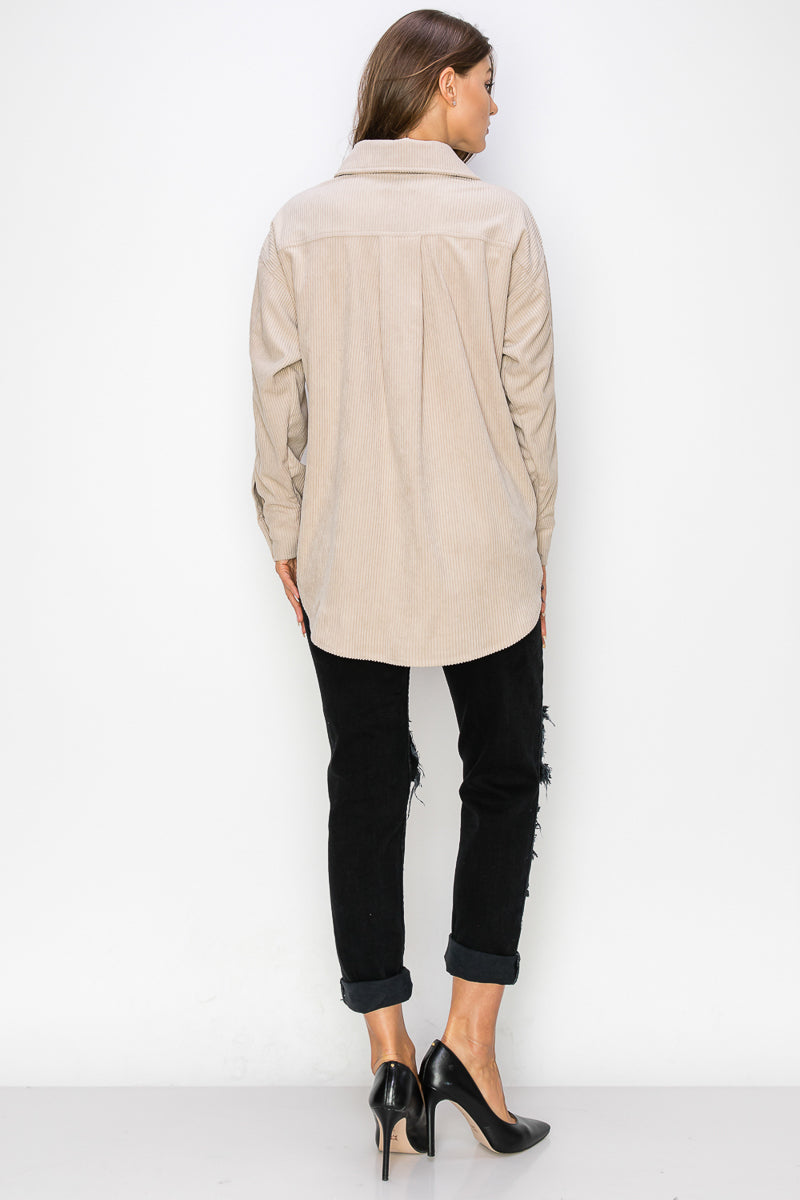 WK0023-1PC-CORDUROY BUTTON-FRONT SHACKET-$15/PC (TEST SAMPLE)