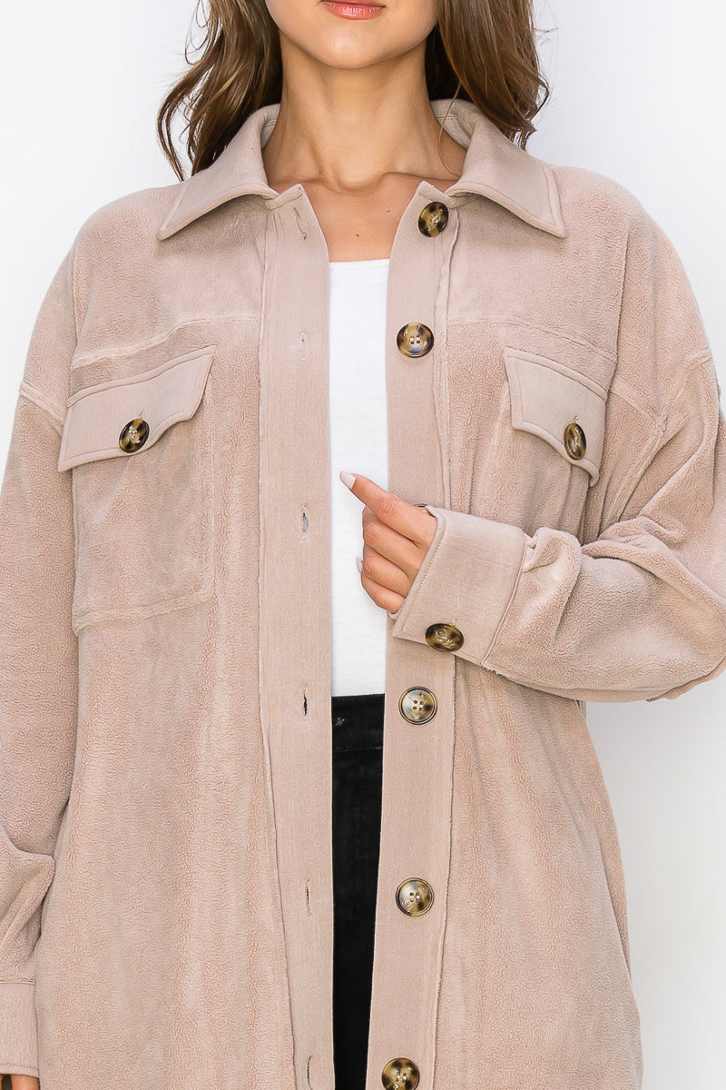 WK0029-1PC-REVERSE FLEECE DROP-SLEEVE LONG JACKET-$35/PC (TEST SAMPLE)