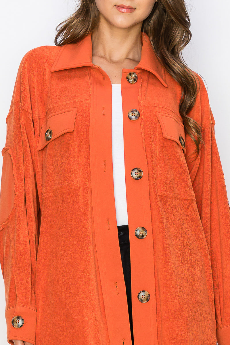 WK0029-1PC-REVERSE FLEECE DROP-SLEEVE LONG JACKET-$35/PC (TEST SAMPLE)