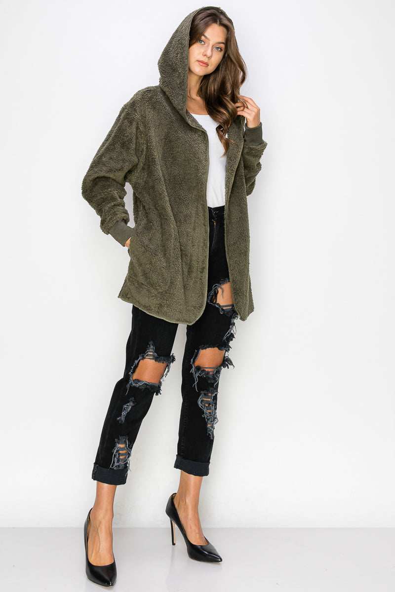 WK0042 PK3 Warm and Soft Fur Fabric Hoodie Jacket | Burzip Inc #WK0042-PK3