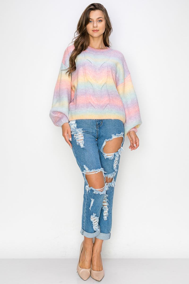 WT0008-RAINBOW SWEATER TOP/