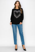 WT0033-1PC-SOFT VISCOSE THREAD EMBELLISHED HEART PULLOVER/