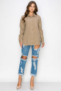 WT0039 PK4 Oversized Button Up Shirt | Burzip Inc #WT0039-PK4