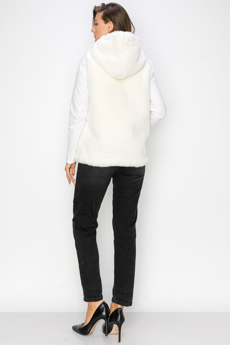 WV0038-1PC-RABBIT FUR VEST W/HOOD ZIP UP-$35 (TEST SAMPLE)